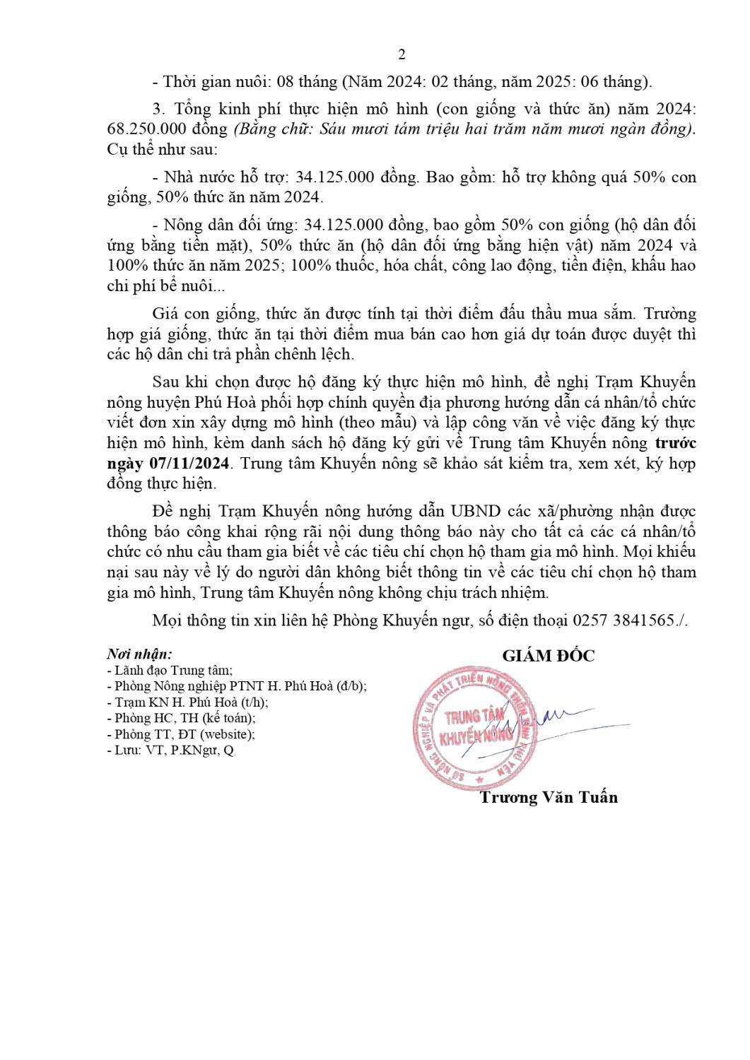 1 bm 04 tb trien khai mo hinh nuoi ca ro phi thuong pham 2024 signed page 0002